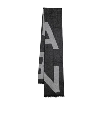 Balmain Jacquard-logo Chambray Scarf In Black