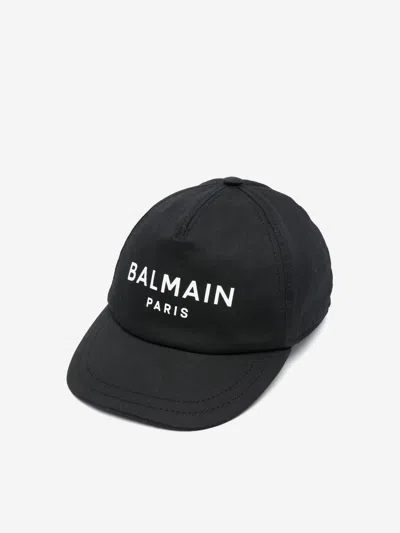 Balmain Kids' Logo-print Cotton Cap In Black