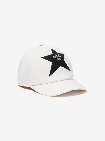 Balmain Star-print Cotton Baseball Cap In Ivory