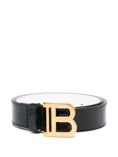 Balmain Kids' Leather Belt In Black