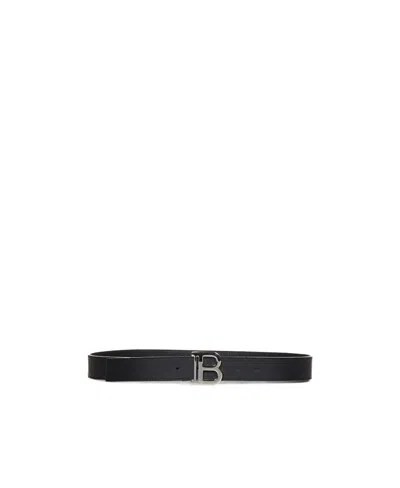 Balmain Logo-buckle Leather Belt In Black