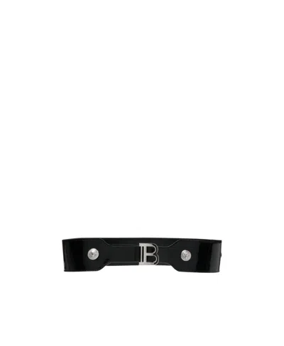 Balmain Logo-buckle Leather Belt In Black