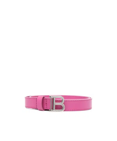 Balmain Logo-buckle Leather Belt In Pink