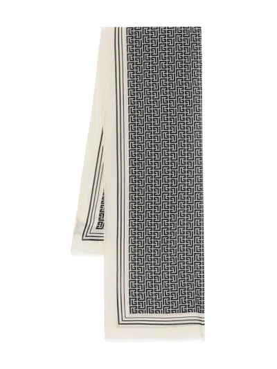 Balmain Kids' Pb Labyrinth-monogram Scarf In Neutrals