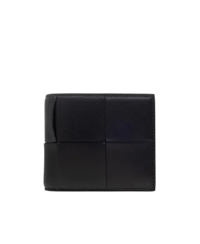 Bottega Veneta Cassette Bi-fold Leather Wallet In Black