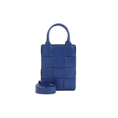 Bottega Veneta Cruise Mini Cassette North Shout Shoulder Bag In Blue