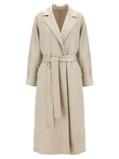 Brunello Cucinelli Belted Coat In Grey