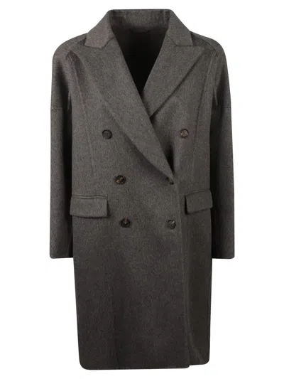 Brunello Cucinelli Double-breasted Oversized Coat In Multicolor