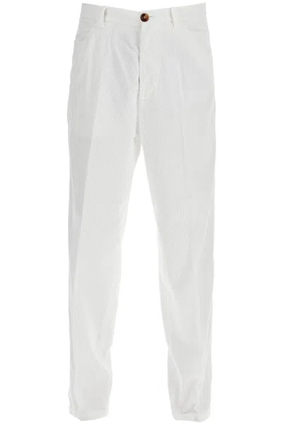 Brunello Cucinelli Corduroy Leisure Fit Pants In White