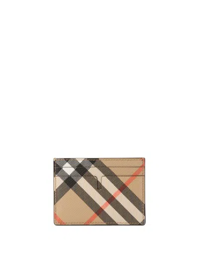 Burberry "check" Card Holder In Beige