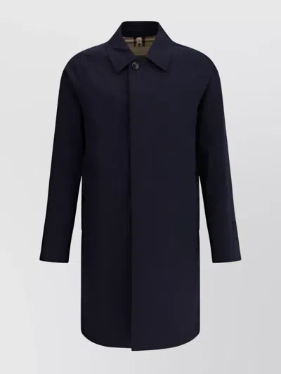 Burberry Navy Blue Cotton Heritage Camden Overcoat In Multicolor