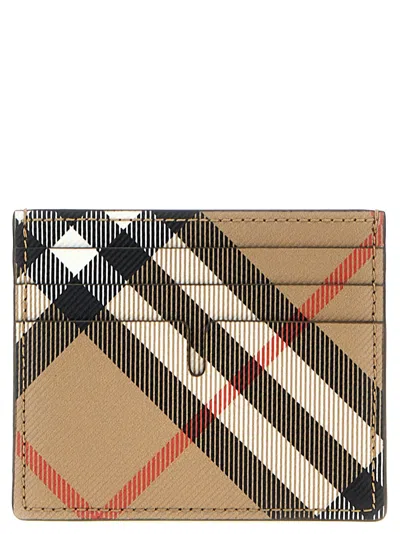 Burberry Tall Check Card Holder In Beige