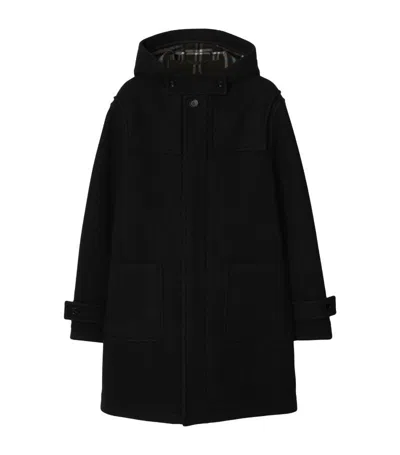 Burberry Hooded Wool Coat In Black/snug