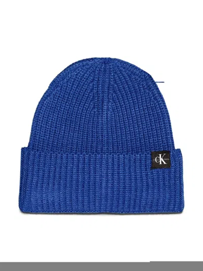 Calvin Klein Kids' Ribbed Beanie Hat In Blue