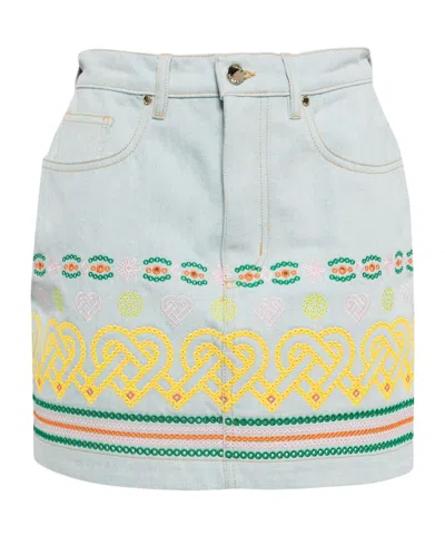 Casablanca Embroidered Cotton Mini Skirt In White