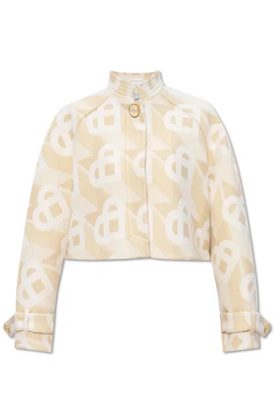 Casablanca Monogram Pattern Cropped Jacket In Beige