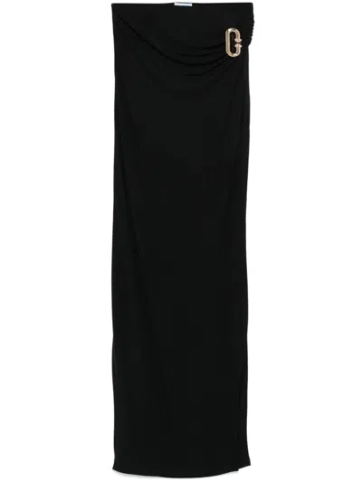 Casablanca Draped Crepe Jersey Maxi Skirt In Black