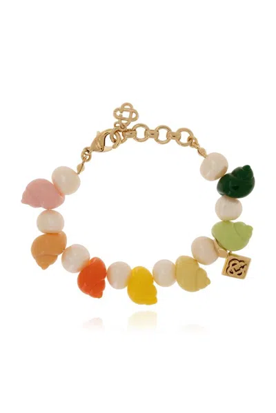 Casablanca Shell Shape & Faux Pearl Bracelet In Multi