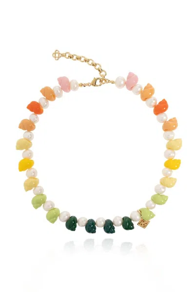 Casablanca Gold & Multicolor Shell & Pearl Necklace