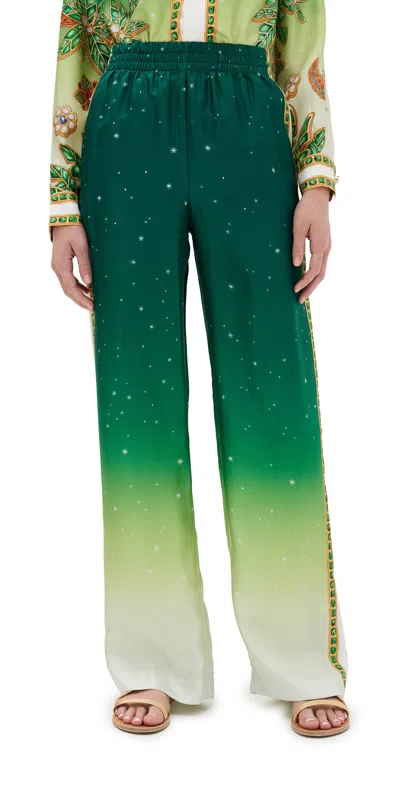 Casablanca Joyaux D'afrique Printed Straight Leg Silk Trousers In Green