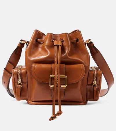 Chloé Camera Leather Bucket Bag In Clay Brown