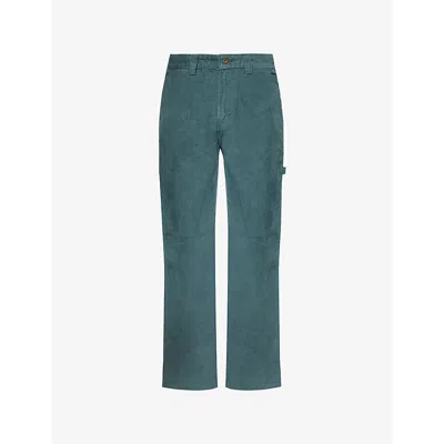 Dickies Mens Lincoln Green Carpenter Logo-patch Straight-leg Stretch Cotton-corduroy Trousers