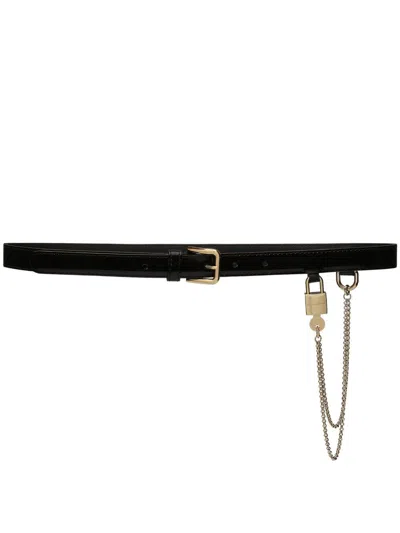 Dolce & Gabbana Chain-link Patent Leather Belt In Multicolor