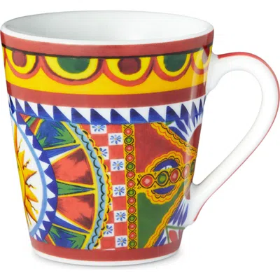 Dolce & Gabbana Graphic Porcelain Mug In Multicolor