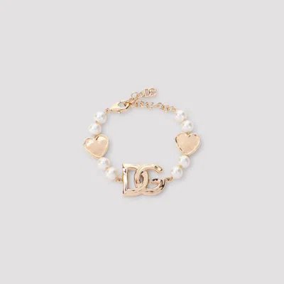 Dolce & Gabbana Brass Heart Charm Bracelet In Metallic