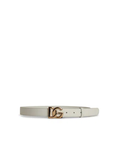 Dolce & Gabbana White Leather Belt Women