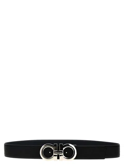 Ferragamo Gancini Reversible Belt In Black