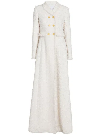 Giambattista Valli Double-breasted Tweed Coat In Weiss