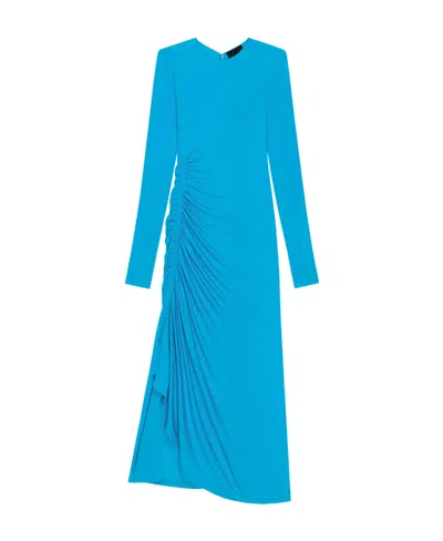 Givenchy Long-sleeve Draped Maxi Dress In Blue