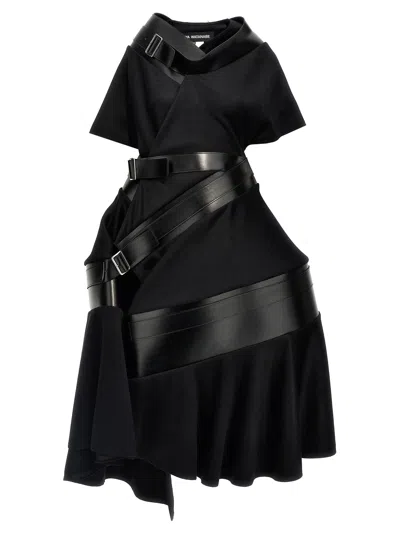 Junya Watanabe Asymmetrical Coat With Belted Buckle Accents In Black