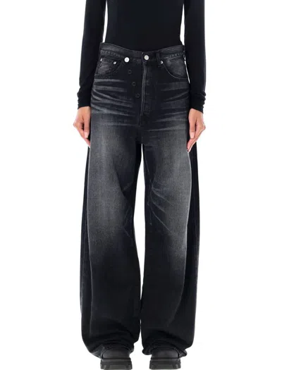 Junya Watanabe High-waisted Oversized Wide-leg Denim Pants In Black