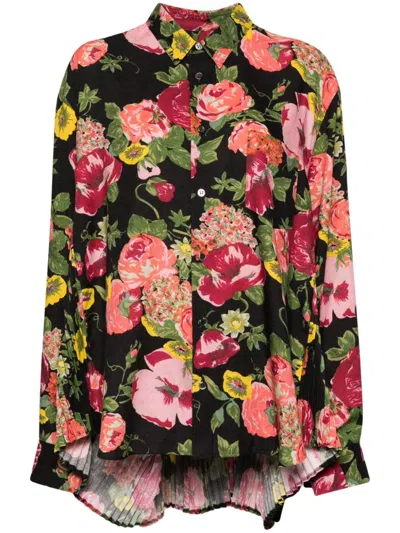 Junya Watanabe Floral Print Blouse In Schwarz