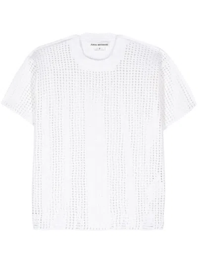 Junya Watanabe Panelled Open-knit Top In White