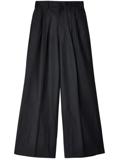 Junya Watanabe Pinstriped Wool Tailored Pants In Gray