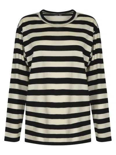 Junya Watanabe Striped Crew Neck Top In White