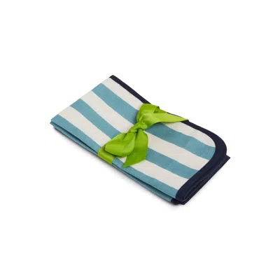 La Doublej Stripe Linen Napkins (set Of Two) In Riviera Sky Blue