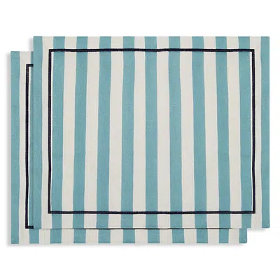 La Doublej Striped Linen Placemats (set Of Two) In Sky Blue