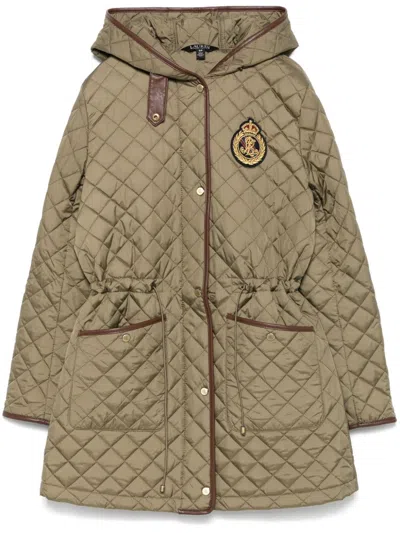 Lauren Ralph Lauren Logo-patch Parka Coat In Green