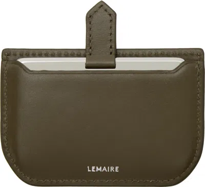 Lemaire Khaki Calepin Mirror Card Holder In Gr661 Khaki Moss