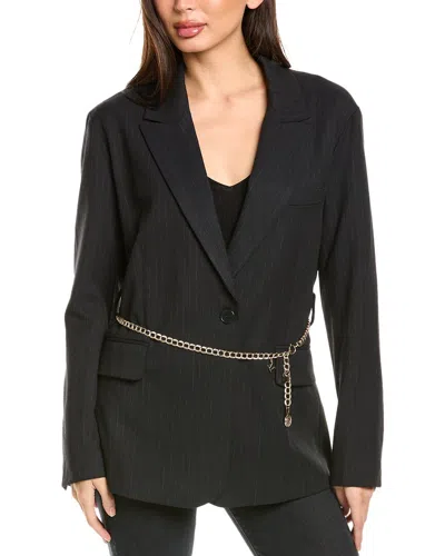 Maje Wool-blend Suit Blazer In Black