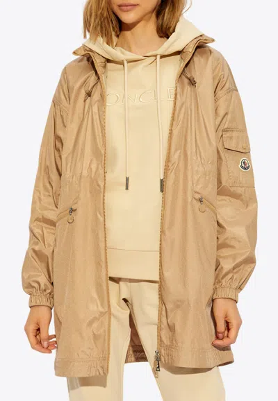 Moncler Lightweight Drawstring Parka In Brown