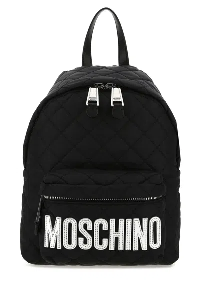 Moschino Black Nylon Backpack In C