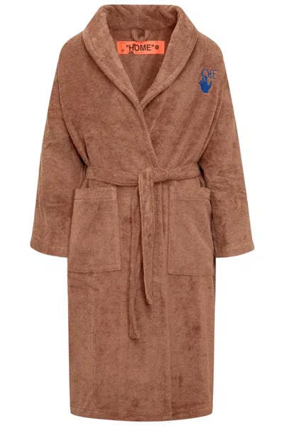 Off-white Arrow Bathrobe In Brown