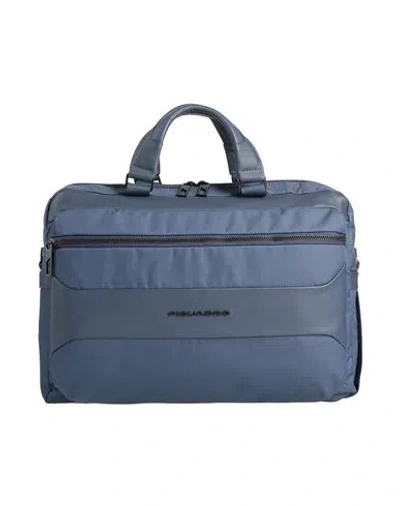 Piquadro Man Handbag Navy Size - Cow Leather, Eva (ethylene - Vinyl - Acetate), Nylon, Polyester, Me In Navy Blue