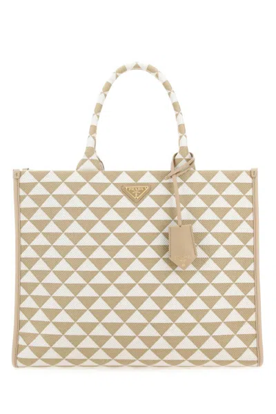 Prada Beige Symbole Large Tote Bag