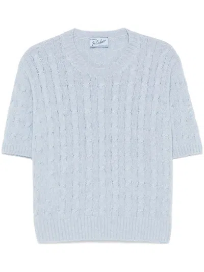 Prada Cable-knit T-shirt In Blue